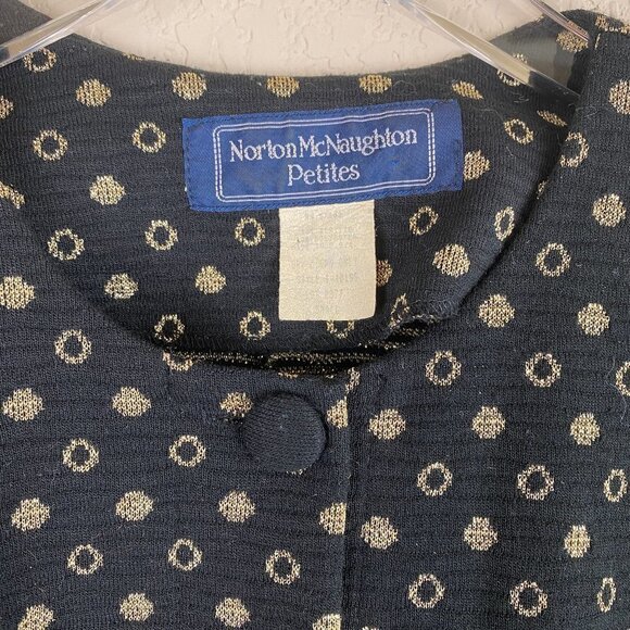 VINTAGE Gold Polka Dot Knit Crop Sweater Jacket SP - Picture 3 of 14